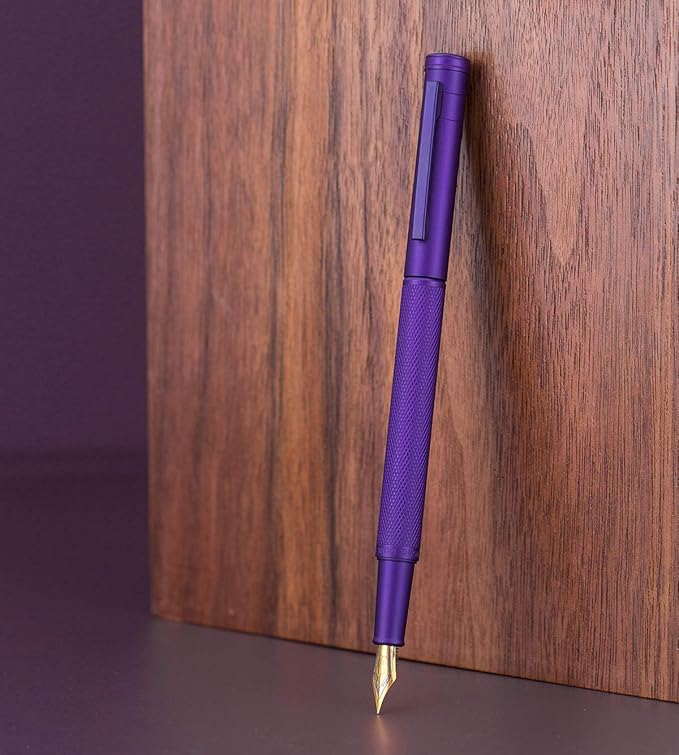 Hongdian 1851 Purple Forest Fountain Pen Medium Nib, Classic Design with Converter and Metal Pen Case