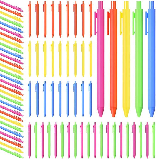 Fulmoon 50 Pcs Ballpoint Pens Bulk Retractable Comfortable Writing Pens Cute Back to School Supplies in Medium Point 1.0 mm for Teacher Student Bridal Shower Baby Shower (Neon Color)