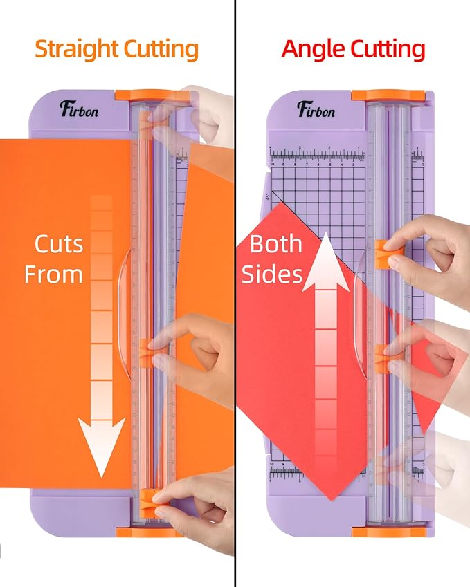 Firbon Purple A4 Paper Cutter, 12 Inch Titanium Straight Paper Trimmer with Side Ruler for Scrapbooking Craft, Paper, Coupon, Label, Cardstock