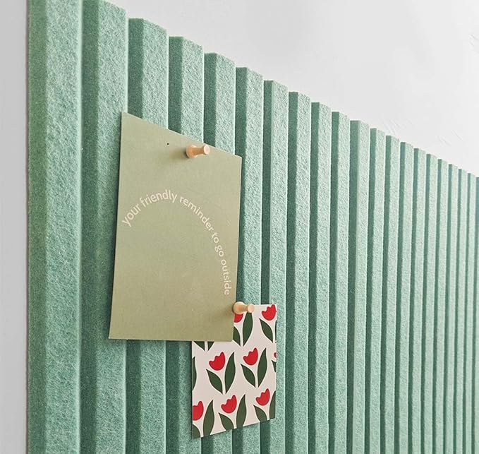 Large Cork Board for Office, 8 Pack Felt Wall Tiles with Slat Wall Paneling and Safe Removable Adhesive Tabs, Felt Bulletin Board Pin Board Cork Boards for Walls (Sage Green)