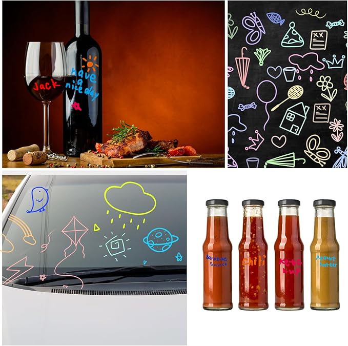 Volcanics Liquid Chalk Markers 36 Pack – 12 Bright Colors – Wet Erase, Dust-Free, Non-Toxic Chalk Pens with Round Tip for Teachers, Classrooms, Chalkboards, Glass, Windows, LED Boards, Bistro Signs