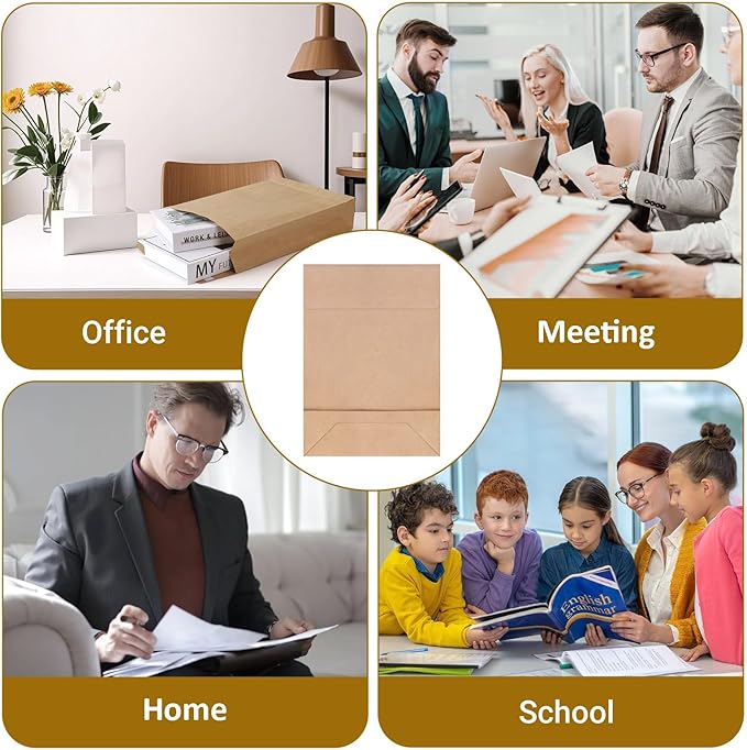 25 Pack 10" x 15" Expandable Catalog Envelopes, Large Kraft Document Envelopes Self Seal Manilla Envelopes Mailing for Documents, Magazines, Photos