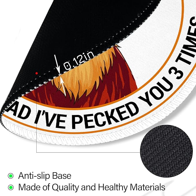 Funny Chicken Mouse Pad, Small Round Rooster Mouse Pads for Desk, Mini Travel Mousepad for Work Wireless Computer Laptop, Office Desk Accessories, 8.6 x 8.6 inch