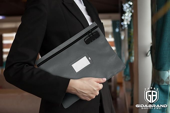 Grey Notary Bag | 14x11 inch | Locking Document Case with Zipper | Carrying Case for Notary Kit, Stamp, Embosser, Ink Pad, and Valuables