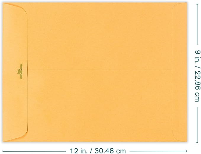 EnDoc 9x12 Clasp Envelopes – Brown Kraft Catalog Envelopes with Clasp Closure & Gummed Seal – 28lb Heavyweight Paper Envelopes for Home, Office, Business, Legal or School – 100 Pack
