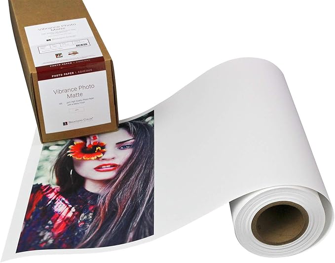 Vibrance Matte Photo Printer Paper 12 mil 230 gsm Matte Finish Premium Photo Paper Roll on 3in Core 36 inches x 100 ft Works with Most Inkjet Printer Professional Makes and Models Like Epson Canon HP