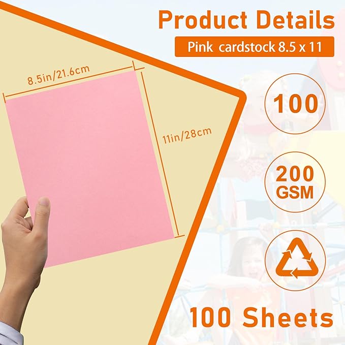 100 Sheets Candy Pink Cardstock 8.5 x 11 Craft Paper, 75lb Premium Certificate Paper Card Stock for Wedding Invitations, Graduations, Memus, DIY Making Cards, Party Decorations