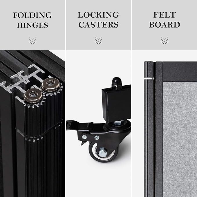 Room Partition,Folding Privacy Divider,Office Partition Dividers,Office Dividers Wall, 10'6"W x 6'7"H,Light Grey