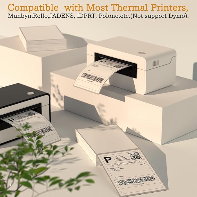 4 x 6 Fanfold Thermal Shipping Labels, 100 Laels Thermal Shipping Labels for FedEx Shipping Label, Compatible with JADENS,iDPRT, Munbyn Printers.