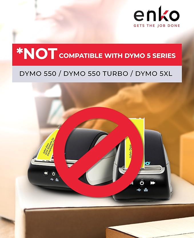 enKo [6 Rolls, 2100 Labels] Address, Shipping & Barcode Labels 30252 - Yellow (1-1/8" x 3-1/2") Compatible for Dymo LabelWriter & Rollo Printer
