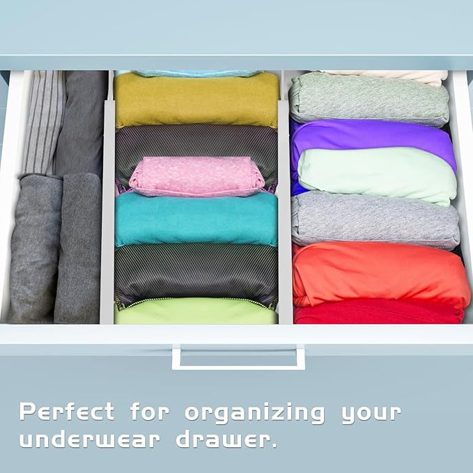 FJO 4 Pack Adjustable Bamboo Drawer Dividers - 11.8" - 17" Expandable Drawer Separators for Kitchen, Utensils, Clothes, Bedroom, Dresser, Bathroom (White)