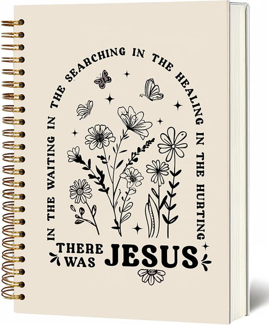 YOU FOUND ME Bible Notebook, A5 Spiral Christian Journal with Floral Pink Butterfly Notebook, There Was Jesus, Inspirational Notebooks for Women, Gift for Birthday Christmas, Office Supplies