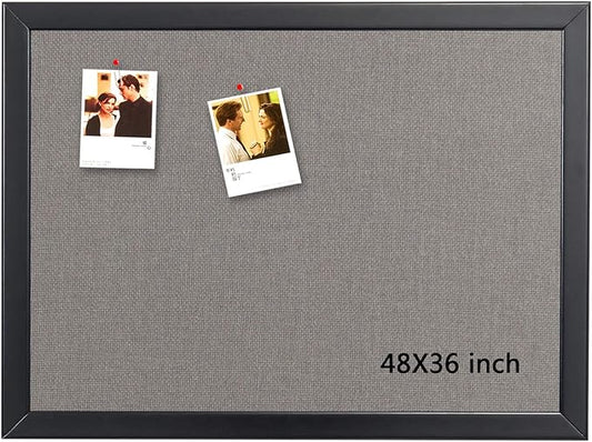 Gideal Large Bulletin Board 36 x 48 Inch, 100% Wood Framed Canvas Cork Board for Office with Grey Fabric, Wall Mounted Notice Board for Home School Office Decor