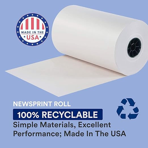 BOX USA Packing Paper Roll 1440'L x 12"W - 1,000 Sheets 17” Long Equivalent - Large White Newsprint for Shipping, Packaging, Storage and Moving Supplies