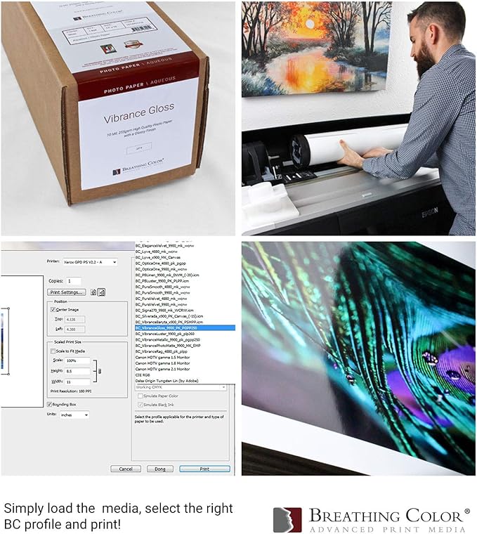 Vibrance Gloss Photo Printer Paper 10 mil 255 gsm Glossy Finish Premium Photo Paper Sheets 13 inches x 19 inches 50 sheets Works with All Inkjet Printers Including Professional Makes and Models