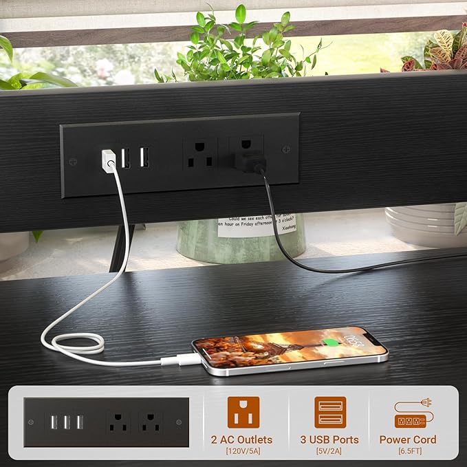 Homieasy Printer Stand with Charging Station, 29.1" x 22.8" Large 3D Printer Table with Filament Storage, Heavy Duty Rolling Printer Cart with 4-Tier Storage for Workshop/Office/Garage, Black