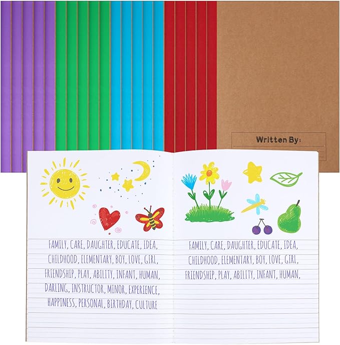 Henoyso 20 Pcs Primary Composition Notebook 9 3/4 x 7 1/2 Inch Kids Journal, Back to School Supplies, K-2 Primary Writing Notebook for Kids Student Draw and Write Story Journal (Fresh Color)