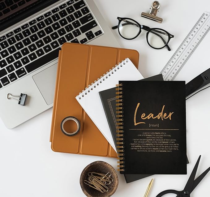 OXW Thank You Gifts for Leader, Meeting Notebook for Work, Appreciation Gift for Mentor Boss Manager, Office Supplies Leadership Gifts, Orange College Ruled Hardcover Spiral Notebook 5.5 x 8.3