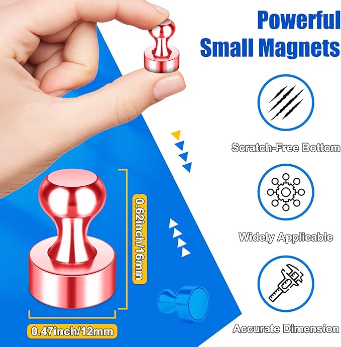 Fridge Magnets, Rose Gold Strong Magnet Push Pins for Whiteboard, Refrigerator, Magnetic Clips Heavy Duty for Gadgets, Kitchen Decor and Accessories, Office, Classroom, Pack of 28