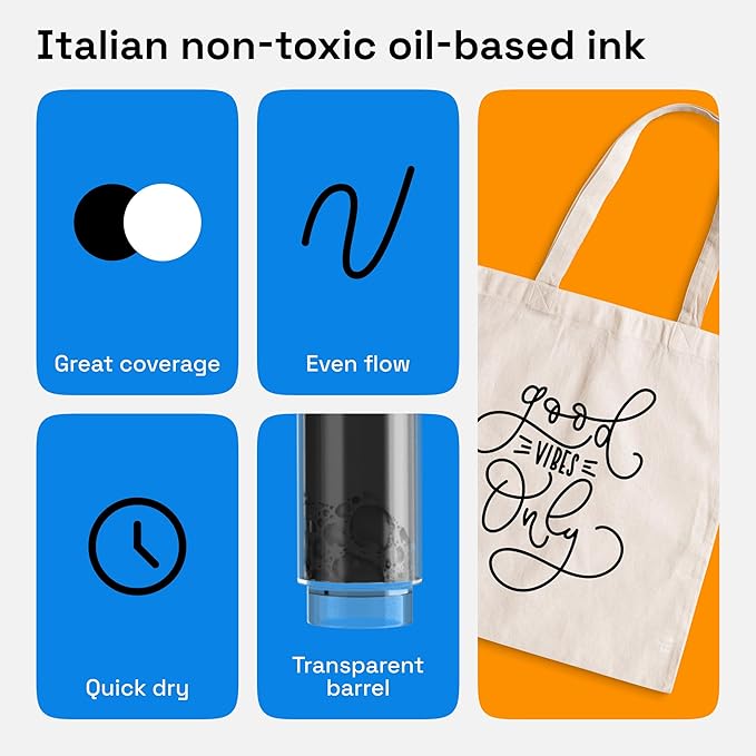 ARTISTRO 2 Black Permanent Marker - Waterproof Markers for Tire, Fabric, Rocks, Glass, Ceramic, Wood, Paper - Oil Based Paint Pens - Medium Tip 3mm