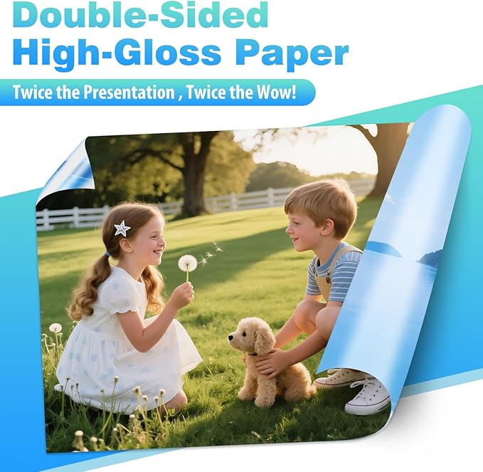 Uinkit 200Gsm 40 sheets 8.5 X 11 Double Sided Photo Paper Glossy 8.5x11 54lbs Inkjet for Dye Ink 200Gsm 9.13Mil for Inkjet Printing Printer (40, 8.5x11)