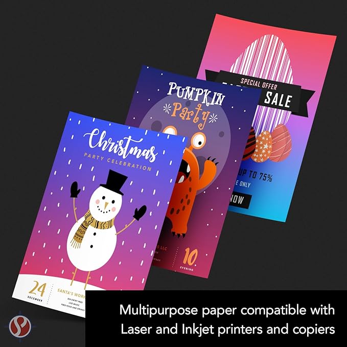 Bright White Paper - Multipurpose Office Print Writing Copy - Flyers, Posters, Design Proposals, Business Documents | 8.5 x 14 | 100lb Text (40lb Bond) | Acid Free Paper | 100 Sheets per Pack