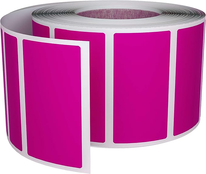 Royal Green Rectangular Color Coding Sticker Roll - Write On Labels for Folders, Organizing & More, 1.57" x 0.75" Stickers to Write On Name Tags for Office Supplies & Organization, 500-Pack (Pink).