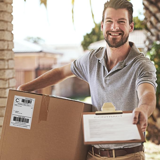 L LIKED 4"x 6" Direct Thermal Labels White Perforated Shipping Labels, 250 per Roll, 20 Rolls - Commercial Grade