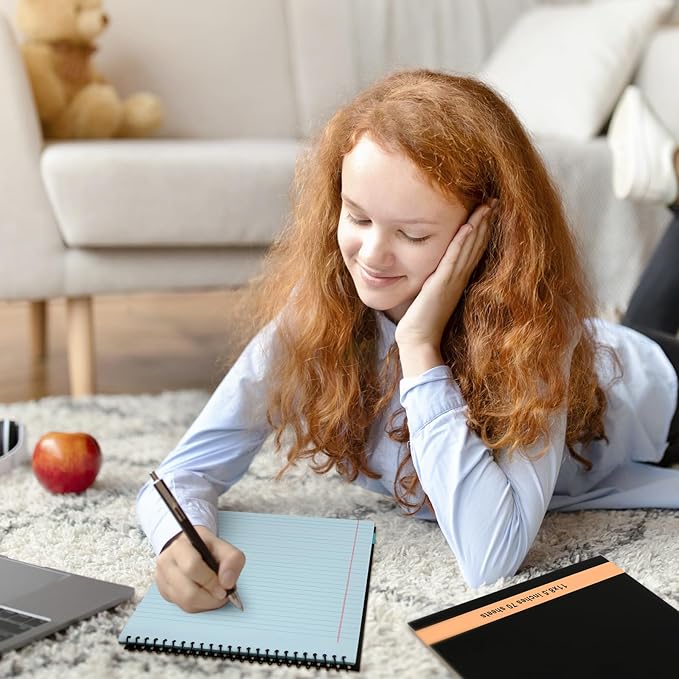 6 Pcs Legal Pad Top Spiral Bound Notebook 70 Sheets Wirebound Notepad Double Sided Ruled Memo Steno Book with Stiff Back Cover for Business(8.5 x 11 Inches,No Holes,Retro Colors)