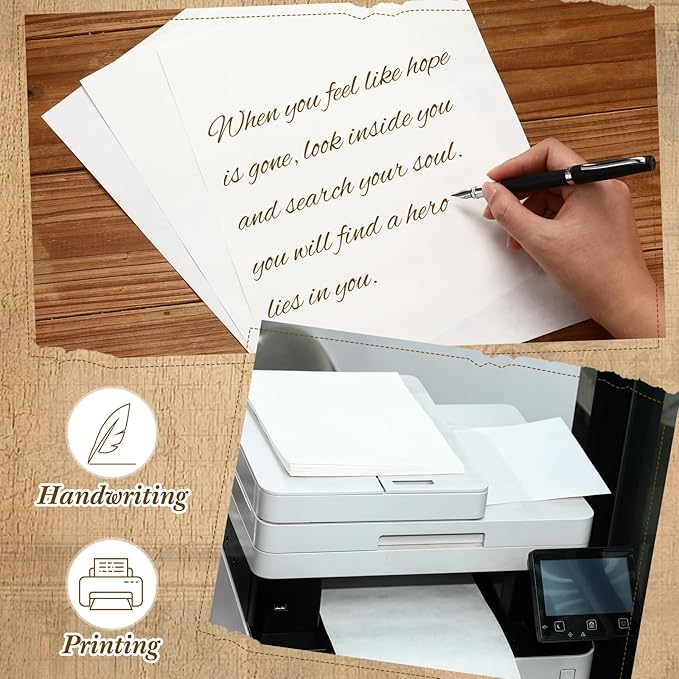 Epakh 200 Sheets Old Age Parchment Paper 8.5 x 11 Inch Standard Letter Vintage Colored Old Parchment Semblance Double Side Printing Paper(White)