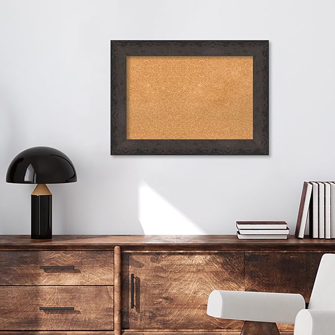 Amanti Art Natural Cork Board for Wall, 21x29 Vision Board with Black Wood Frame, Medium Corkboard Office Decor for Home Organization, Modern Corkboard Pinboard to Display Items for Home Organization