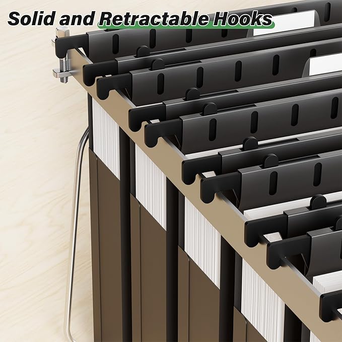 Extra Capacity Legal Size Plastic Hanging File Folders,2" Expanding Accordian Pocket with Black Insert Gasket,Heavy Duty for Filing Cabinet,Hard and Durable Hang Folders,Legal Size,12 Pack(Black)