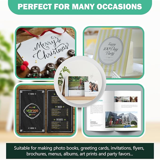 Double Sided Glossy Photo Paper 4x6, Thick Glossy Paper for Cardstock, 100 Sheets 61lb for Inkjet Printer