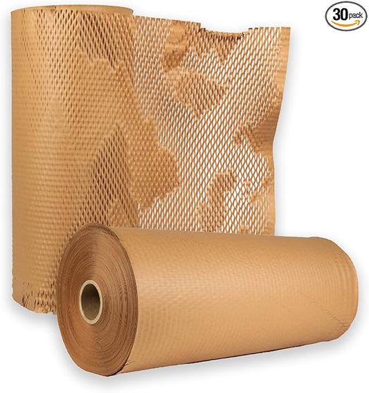 PSBM 30 Roll Honeycomb Packing Paper, 20 Inch x 1000 Feet Bubble Cushioning Wrap For Shipping Materials, Recyclable Honeycomb Paper