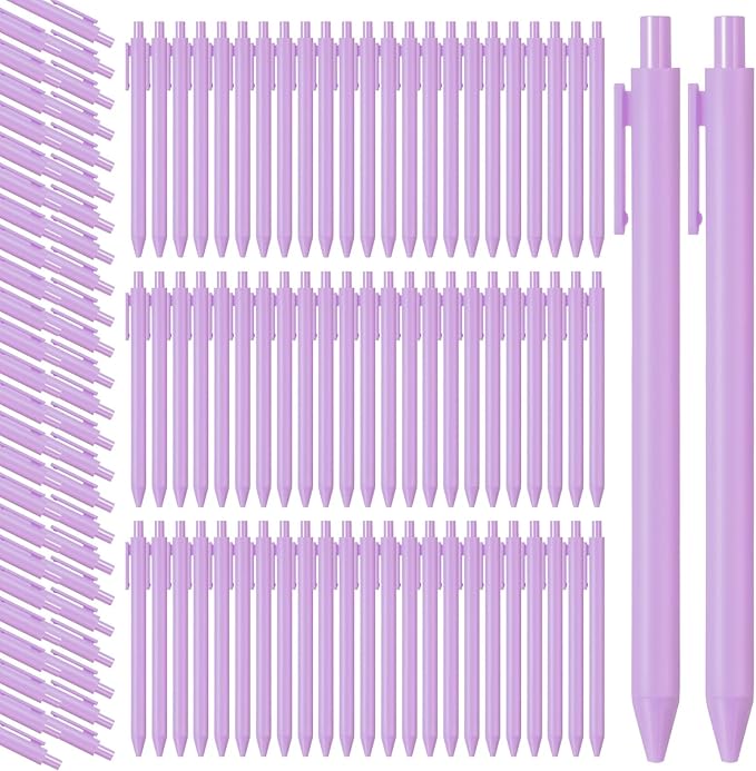 Fulmoon 50 Pcs Ballpoint Pens Bulk Retractable Comfortable Writing Pens Cute Back to School Supplies in Medium Point 1.0 mm for Teacher Student Bridal Shower Baby Shower (Light Purple)