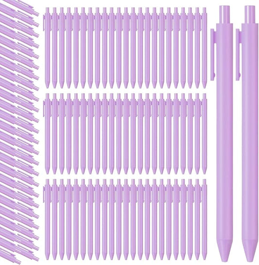Fulmoon 50 Pcs Ballpoint Pens Bulk Retractable Comfortable Writing Pens Cute Back to School Supplies in Medium Point 1.0 mm for Teacher Student Bridal Shower Baby Shower (Light Purple)