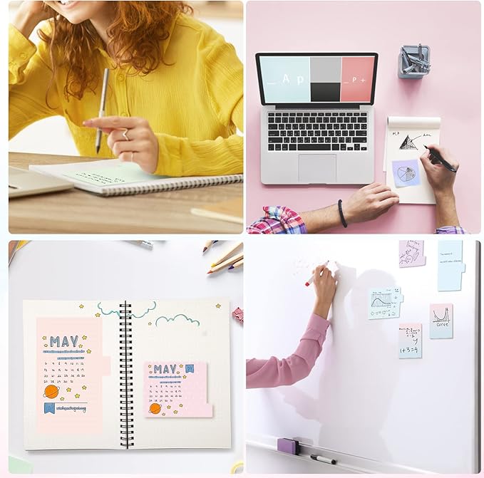 Hommie Sticky Notes Set Tabs 410 Pack Color Pads Divider Sticky Notes with Bookmark Index for School Supplies, 60 Ruled, 40 Per Dotted, 60 Per Rectangular, 6x25 Index Tabs