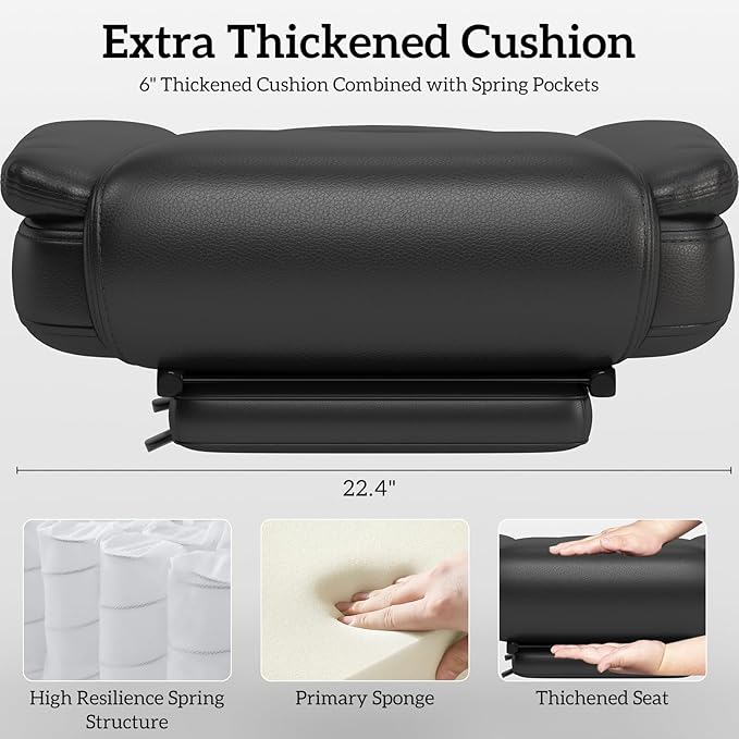 GYI Criss Cross Chair with Wheels, 160° Big and Tall Reclining Office Desk Chair with High Back, Wide Seat, Arms, Footrest, Black