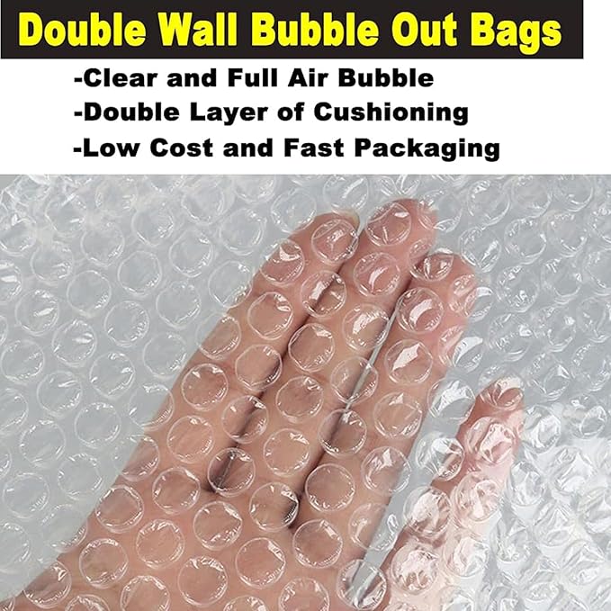 100Pcs 8"x12" Bubble Pouches Wrap Bag for Packaging, Clear Bubble Out Bags Double Wall Cushioning Wrap Pouches for Moving Packaging Storage Fragile China Dishes Electronic Item