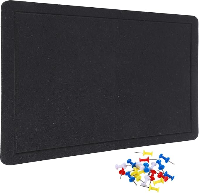 YOKIVE Felt Bulletin Board, 31.5 x 24 -Inch Foldable Decorative Pin Board Self Adhesive Felt Cork Board with 20 Pushpins, Great for Wall, Photo Display, Paste Note, Schedule(Black)