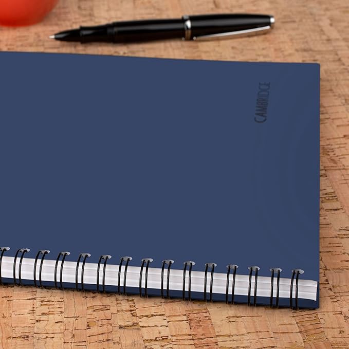 Cambridge Limited Business Notebook, Meeting Notes, Legal Ruled, 8-1/4" x 11", 80 Sheets, Soft Touch Flexible Cover, Wirebound, Blue (UN06132-20)