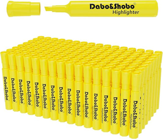 Dabo&Shobo Highlighters 108 Pack, Tank Style Yellow Highlighters, Chisel Tip Highlighter Markers for Coloring