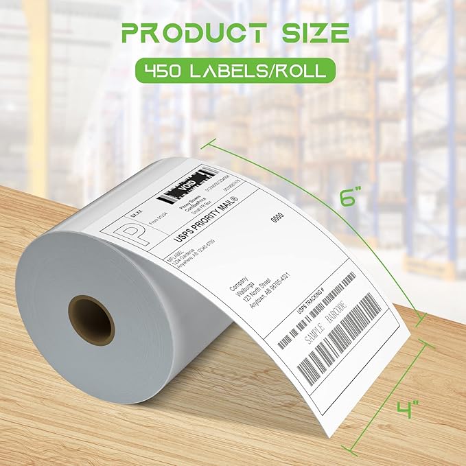 MFLABEL® 8 Rolls of 450 Labels 4x6 Direct Thermal Shipping Labels for Zebra 2844 ZP-450 ZP-500 ZP-505