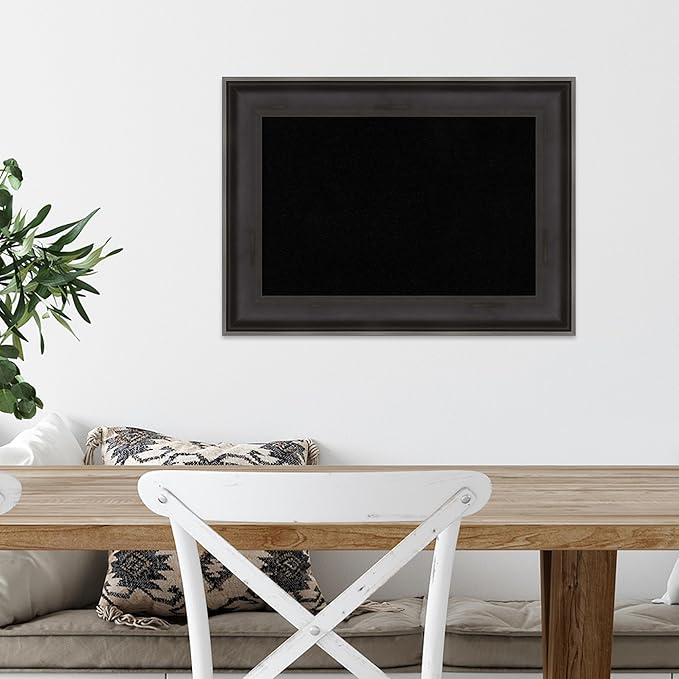 Amanti Art Black Cork Board for Wall, 16x22 Vision Board with Black Wood Frame, Small Corkboard Office Decor for Home Organization, Casual Corkboard Pinboard to Display Items for Home Organization in