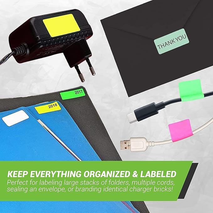 Royal Green Rectangular Color Coding Sticker Roll - Write On Labels for Folders, Organizing & More, 1.57" x 0.75" Stickers to Write On Name Tags for Office Supplies & Organization, 500-Pack (Yellow).