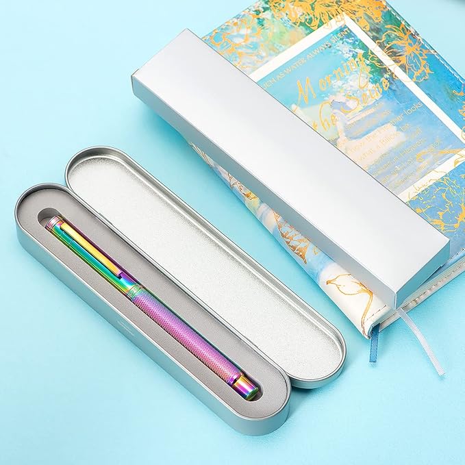 Hongdian Rainbow Forest Fountain Pen Blade Nib Classic Design Calligraphy Pen with Converter and Metal Pen Case Set