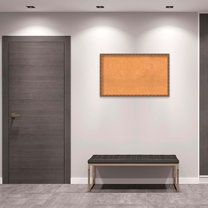 Amanti Art Natural Cork Board for Wall, 26x42 Vision Board with Bronze Frame, Large Corkboard Office Decor for Home Organization, Traditional Corkboard Pinboard to Display Items for Home Organization