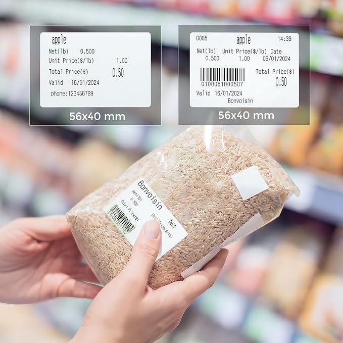 Bonvoisin Printing Scale Label Rolls, 58 X 40 mm, Barcode Label, 12 Rolls Per Case