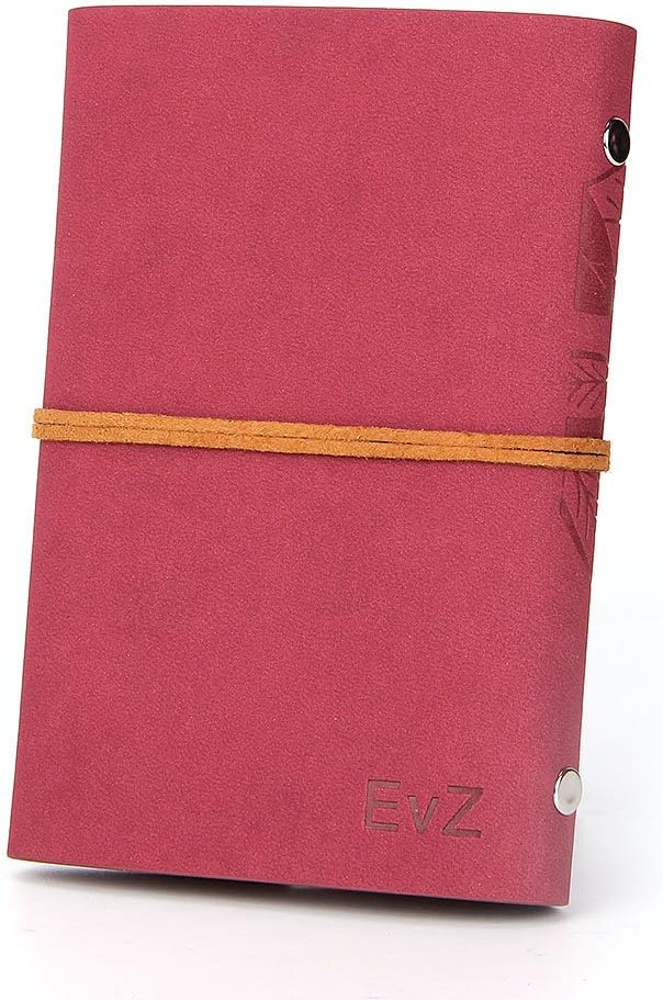 EvZ 7 Inches Vintage Dark Red PU Leather Cover Loose Leaf Blank Notebook Journal Diary Gift