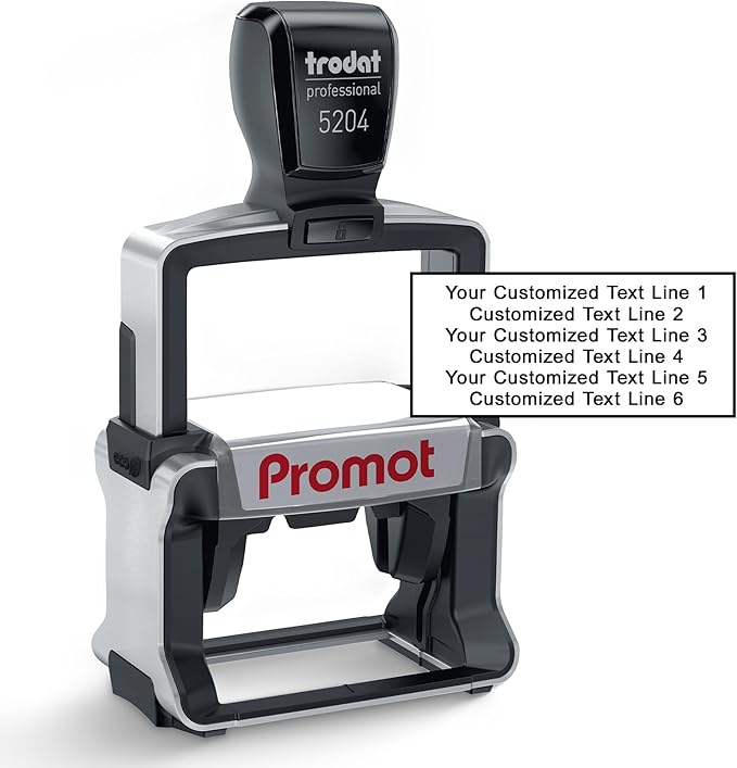 Promot Medium Professional Stainless Steel Stainless Steel Self Inking 6 Lines Custom Stamp - Personalized Office Stamp